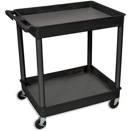 Luxor/H. Wilson Tray-Shelf Carts - 32inWx24inD Shelf - 38-1/2inH - Black TC11-B